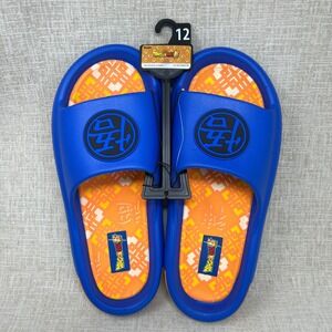 NEW Dragon Ball Super Goku Men's Size 12 Blue Orange Slide Sandals Ground Up